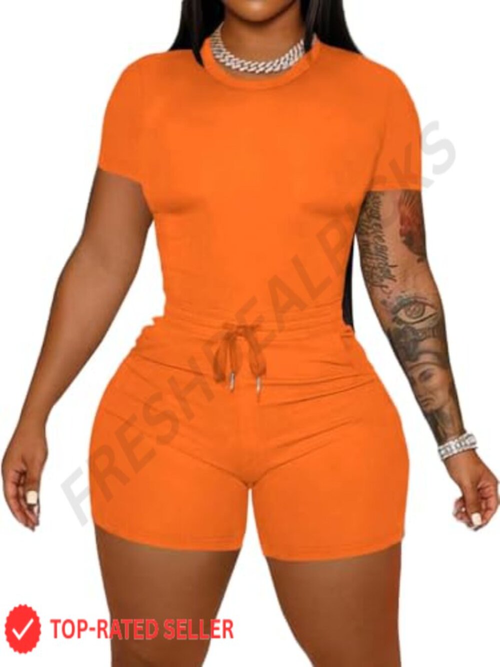 Women's 2 Piece Biker Shorts Set Crop Top Summer Workout Outfit
